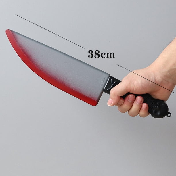 Cuchillo sangriento de Halloween para decoración de fiestas, juguete de plástico afilado, cuchillo de cocina de simulación, accesorios delicados, cuchillo curvo, accesorios de Halloween