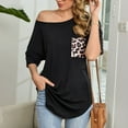 thumbnail image 2 of SWSMCLT Women's Cotton T Shirt Cheetah Printed Baggy Oversized Spring Casual Tees Tunic Shirt Soft Lightweight Summer Top Cool Loose Fit Black XX-Large, 2 of 5