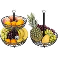 thumbnail image 5 of Frutero de 2 niveles, cesta de fruta de metal para encimera, estilo vintage negro, 5 of 5