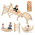 thumbnail image 1 of Yeshouse Juego de escalada de madera 9 en 1 para niños, triángulo plegable con arco, triángulo, aleta y balancín, área de juegos interior/gimnasio resistente para niños pequeños, 1 of 9