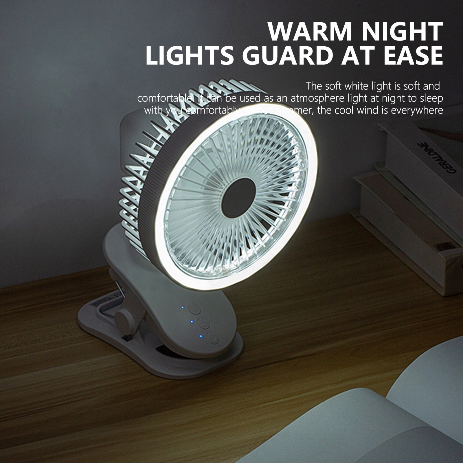 Gecau 2400mAh Rechargeable Clip On Fan With, 3 Speeds Portable Desk Fan For Treadmill, Cart, Bed, Car Seat, Baby Stroller Blue Novelty