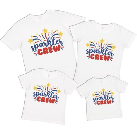 

7 ate 9 Apparel Matching Family 4th of July Shirts - Fireworks Sparkler Crew White T-Shirt 12 Months