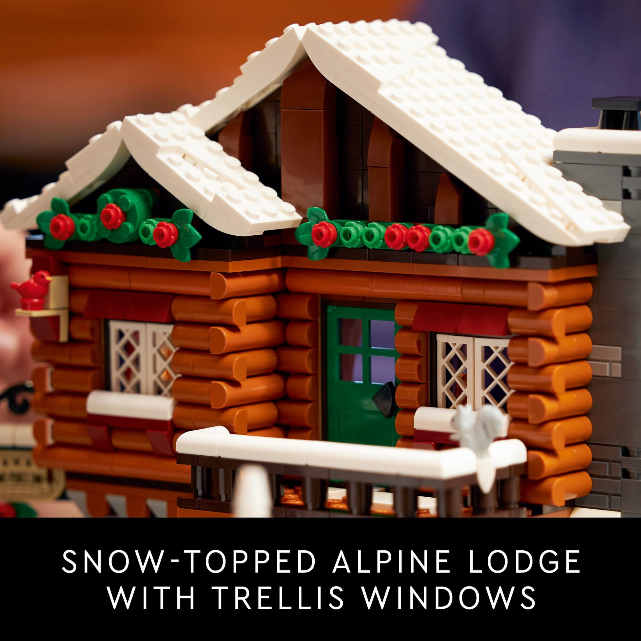 LEGO Icons Alpine Lodge Model Building Set - Collectible DIY Kits for Adults, Ages 18+ - Gift for Holidays - Log Cabin Kit for Winter Activities with Snowmobile and Minifigures - 10325