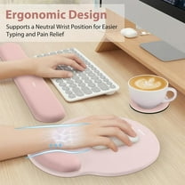 WEIFEI-Mouse Pad and Keyboard Wrist Rest, 3-in-1 Gel Memory Foam Ergonomic Mouse Pad with Wrist Rest Set, Gaming Mousepad Arm Cushion Support for Computer Office Desk Accessories Cute Setup, Pink