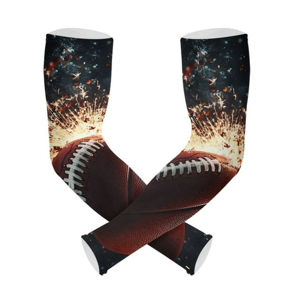 ALAZA Cool Football UV Sun Protection Arm Sleeves UPF 50 Compression Cooling Sleeve 1 Pair