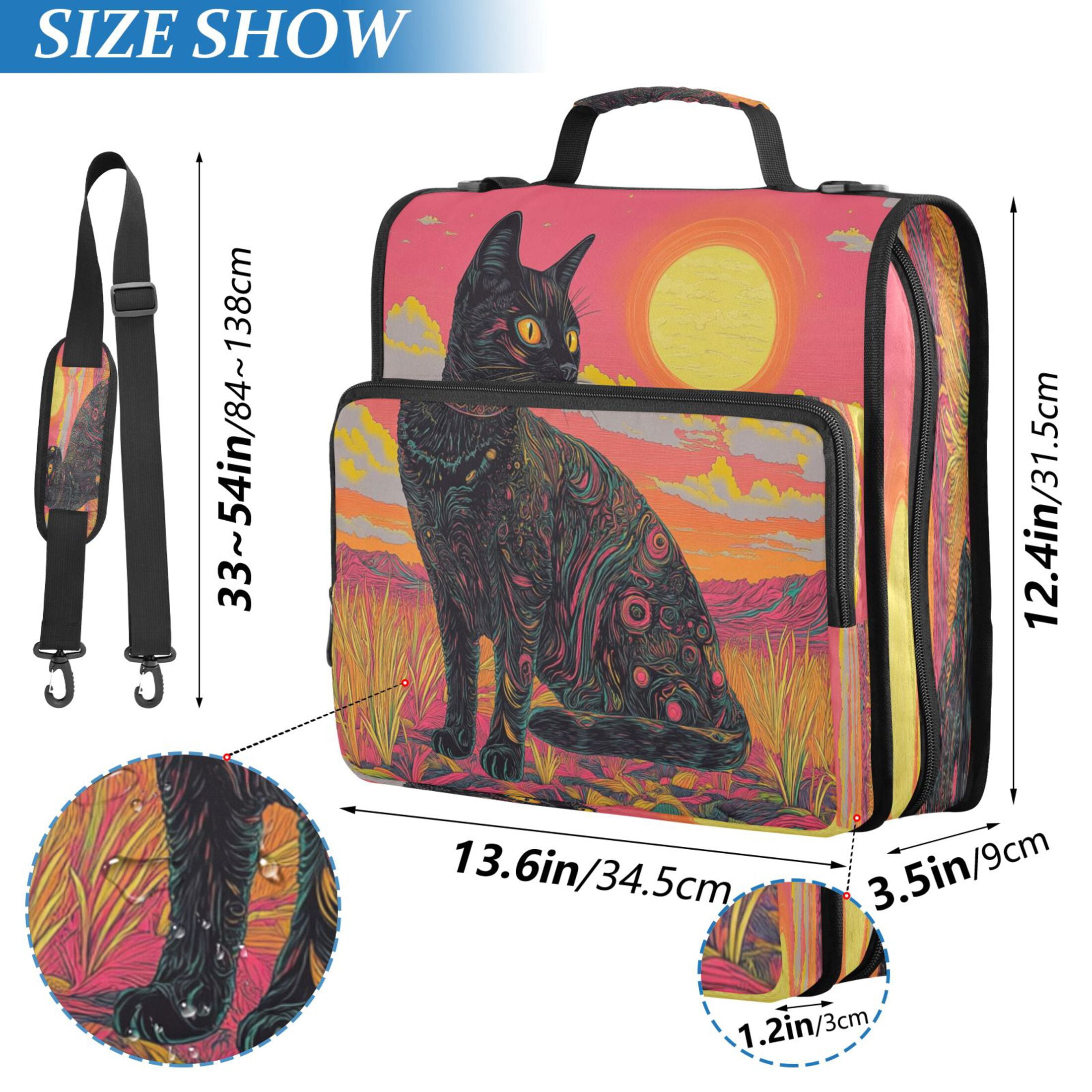 YAZAOO Zipper Binder trapper keeper Documents Organized Design Enchanted Sunlit Cat Printed