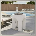thumbnail image 4 of LeisureMod Round Side Table in Fiberstone with Arched Base Design Compact Weather-Resistant for Modern Home, Living Room, Bedroom, Patio Crus Collection in White, 4 of 14