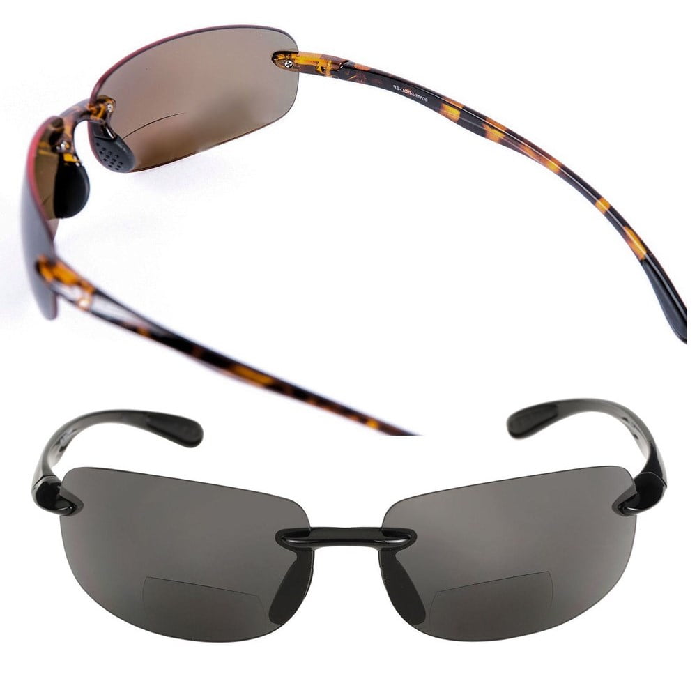 "Lovin Maui" 2 Pair of Sport Wrap Polarized Bifocal Sunglasses for Men and Women 