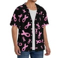thumbnail image 4 of Honeii 's Breast Cancer Awareness for men's short-sleeved button-up collared shirt featuring a pocket, perfect for beach vacations, and travel adventures., 4 of 5