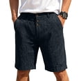 thumbnail image 3 of Wrtxtat Mens Casual Shorts Italian Style Adjustable Waist Front Button down Naples Shorts with Pockets Fashion Summer Beach Business Golf Shorts Black L, 3 of 8