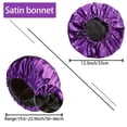thumbnail image 2 of BLSCODE Silk Satin Bonnet Sleeping for Women Shower Cap Curly Braids Hair, Double Layer, Adjustable Satin Cap for Night Sleeping Hair Bonnet, Hair Loss Prevention Light Purple/Black, 2 of 7