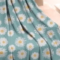 thumbnail image 3 of Teal Daisy Flower Golden Centers Pattern Blanket,Comfortable Soft Lamb Wool Throw Blanket,All Season,Warm Lightweight Blankets for Sofa Bed Couch Living Room Chair,50"x60", 3 of 4