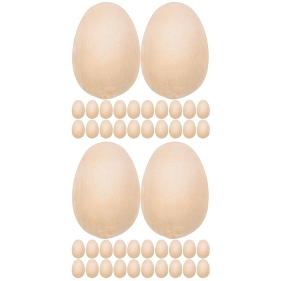 100Pcs Wooden Eggs Fake Wood Easter Unfinished Eggs to Paint for Crafts Home Decor