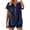 e-386Dark Blue1752, variant on FUYUDY Women Shirts Fashion Short Sleeve Notch V Neck Casual Solid Color Blouse With Soft Textured Fabric Everyday Versatile Female Tops