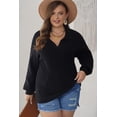 thumbnail image 1 of FOLUNSI Chic Plus Size Ribbed Sweater - Puff Sleeves, Must-Have!, 1 of 8