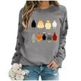 thumbnail image 4 of Kcodviy Femmes Décontracté Manches Longues Alien Chandails à Capuchon Femmes Chandails en Molleton Col Rond Manches Longues Vêtements Court Poulet Graphique Imprimé Chandail à Bande Chandails en Molleton Haut Blouse, 4 of 4