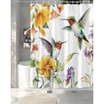 thumbnail image 3 of Split Shower Curtain for Transfer Bench, Spring Floral Fabric Shower Curtains for Bathroom, Summer Botanical Birds Vintage Tub Sliding Transfer Bench Waterproof Bath Curtains 72"x72", 3 of 9