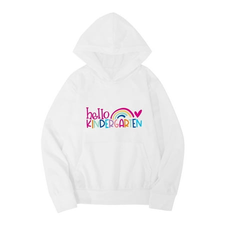 

WUXIAN Kids Boys Girls Hoodie Sweatshirt Autumn Winter School Season Hello Kindergarten Letter Printed Long Sleeve Warm Comfortable Tops Children Pullover Toddler Baby Classic Comfort Clothing