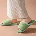 thumbnail image 3 of IUJSOY Women's Fuzzy Slippers Open Toe Cozy Memory Foam House Shoes Soft Flat Indoor Outdoor Spa Slippers, 3 of 5
