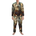 thumbnail image 3 of Yiaed Forest Maple Leaf Husky Print Men’s Pajamas Set - Long Sleeve Button Down Sleep Shirt and Pajama Bottoms Sleepwear Set Mens Pjs Sets Men's Pajama Bottoms-Large, 3 of 7