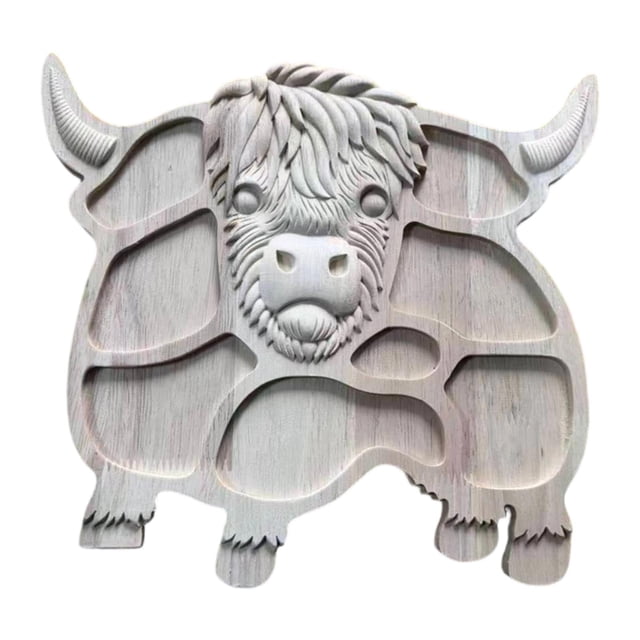 Tabla de charcutería de madera, organizador de bandejas con forma de vaca, plato rústico de frutos secos para comida Estilo A