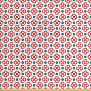 Floral Sofa Upholstery Fabric by the Yard, Abstract European Traditional Polka Dots Symmetrical Natural Inspiration, Decorative Fabric for DIY and Home Accents, Slate Blue Red White by Ambesonne