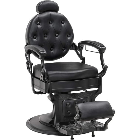 BarberPub Heavy Duty Metal Vintage Barber Chair Hydraulic Recline Salon Beauty Spa Chair 2933 Black