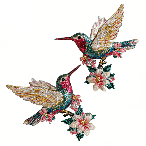Sparkling Hummingbird Hanging Ornament, Bird Shape Christmas Tree Pendant, Festival Wreath Decoration, Peaceful Holiday Home Decor(RL 2 PCS)
