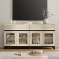 thumbnail image 2 of WAMPAT 2-in-1 Modern TV Stand with Glass Doors & 2 Drawers, Metal Base Entertainment Center for 70 Inch TVs, Media Console for Living Room & Bedroom, 2 of 9