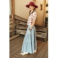 thumbnail image 6 of Women's Denim Maxi Skirt High Waisted Tiered Button Front Light Blue XL, 6 of 9