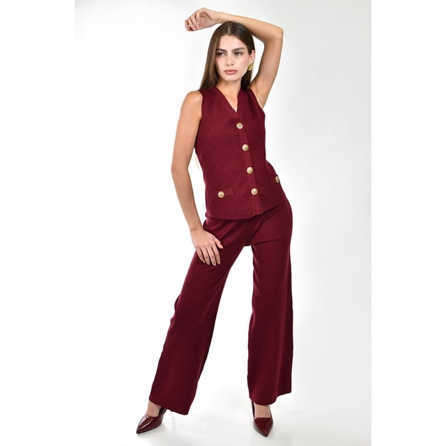 Set de pantalon y chaleco de punto Roman Fashion /Juvenil 50167 (Vino) vino EG