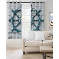 thumbnail image 2 of Teal Rudder Coastal Kitchen Curtains Summer Beach Ocean Nautical Cafe Short Curtains for Bathroom Blackout Window Curtain Grommet Small Window Treatment Tier Drapes for Bedroom Living Room 42"x45"x2, 2 of 9