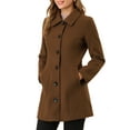 thumbnail image 5 of INSPIRE CHIC Women's Coat Single Breasted Long Sleeve Tunic-length Winter Outwear with Pockets XS Brown, 5 of 8