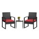 thumbnail image 1 of Elegante conjunto de bar para patio de ratán PE negro - Muebles exteriores resistentes - Mesa de vidrio templado - Ideal para jardín y terraza - Incluye cojines rojos - Color: Ratán negro + cojín rojo, 1 of 8