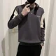 thumbnail image 3 of Sudaderas para hombre Top sin logo Ropa para hombre Camiseta empalmada Sin capucha Jersey negro Color pastel Overfit Sencillo Barato Sudadera, 3 of 5
