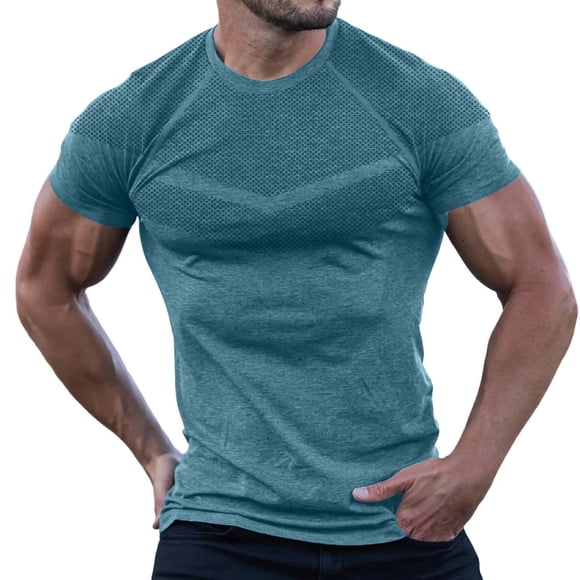 cfhntfmh Mens Muscle T Shirts Casual Short Sleeve Breathable Tee Shirts Slim Fit Workout T-Shirt Basic Summer Gym Tops