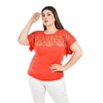 thumbnail image 1 of Blusa casual con lentejuelas Roman Fashion /Tallas Extras, 4047 (Naranja) naranja 40, 1 of 5