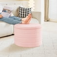 thumbnail image 6 of Ottoman with Storage, Foldable Round Ottoman Sherpa Stool with Tray, Boucle Foot Rest for Living Room, Bedroom, Dorm(Pink), 6 of 15