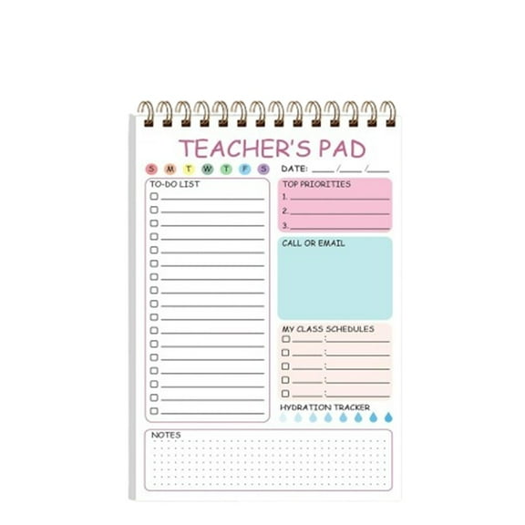 Spiral Daily Planner Notebook, Undated 50-Page To-Do List Organizer with PVC Cover, Motivational Task Scheduler for Productivity, Goal Tracking and Personal Time Management
