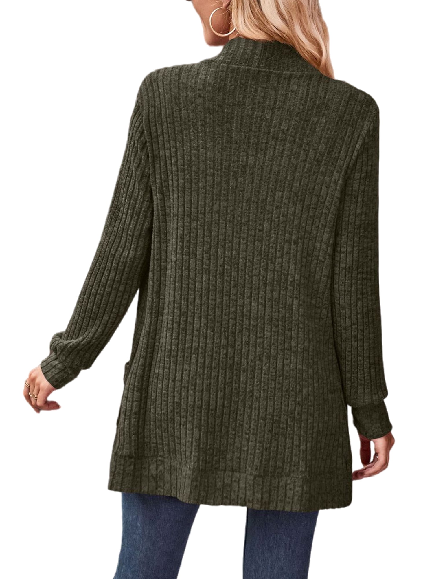 MAWCLOS Ladies Cardigan Sweater Long Sleeve Knitted Sweaters Solid