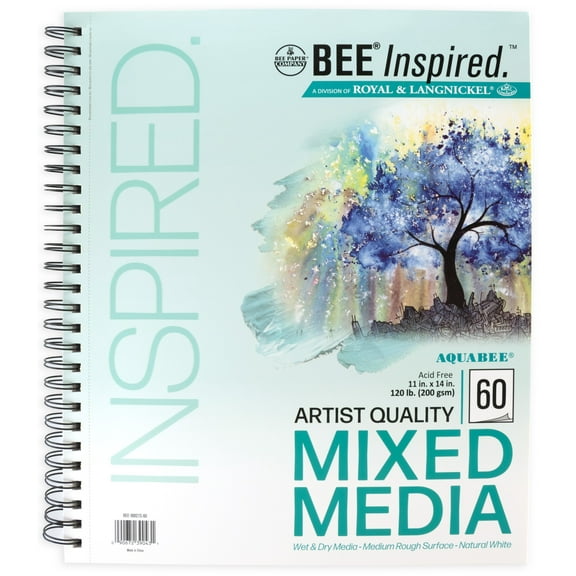 Bee Paper - Bee Inspired 11"x14" Mixed Media Paper Pad, 60 Sheets, Side Wire, 120lb. 200GSM
