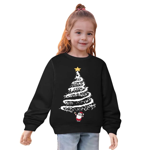 Diufon Chandail en Molleton de Noël pour Garçons et Filles Manches Longues Col Rond Chandail Automne Hiver Hauts Chauds