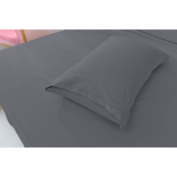 Deluxe2000 Series Soft Bamboo Derived Rayon Sheet Sets-Queen Gray Sheets, Wrinkle Free - Deep Pockets - 4 Piece - 1 Fitted Sheet, 1 Flat, 2 Pillowcases Queen, Gray