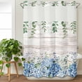 thumbnail image 3 of Eucalyptus Flowers No Hook Shower Curtain Waterproof,Bathroom Curtains with Snap in Liners and See Through Top Window,Blue Floral Green Vintage Wood Grain Hotel Bathtub Curtains Shower 72"Wx84"L, 3 of 8