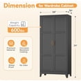 thumbnail image 3 of SOLAURA Metal Armoire Wardrobe Closet with Hanging Rod, 71" H Storage Cabinet with Adjustable Shelves, Freestanding Closet Cabinet for Garage, Home, Office (Black), 3 of 9
