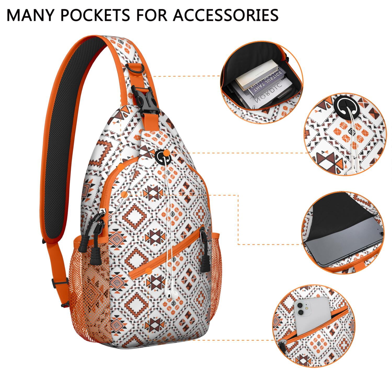 Rustic Home Decor Inspired Sling Bag Spacious Chest Bag for Commuters Artistic & Versatile