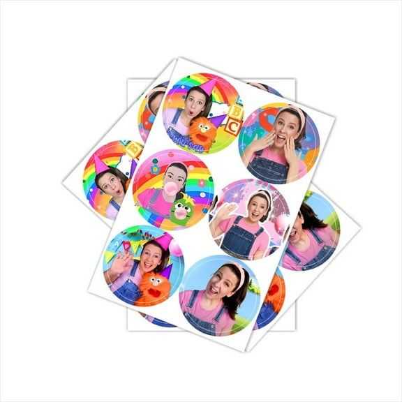 Ms Rachel Stickers Party Favors Labels Birthday Thank You Themed Round Circle Baby Shower 60pcs