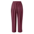 thumbnail image 4 of Red Womens Work Pants Business Casual, Wide Leg Pants For Women, Capris For Women Casual Summer, Dress Pants Women, Women's Solid Color Daily Commuting Fashion Casual Radish Pants, 4 of 5