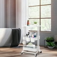 thumbnail image 7 of 3 Tier Auledio Houseware Utility Flat Cart for pantry storage-White, 7 of 7