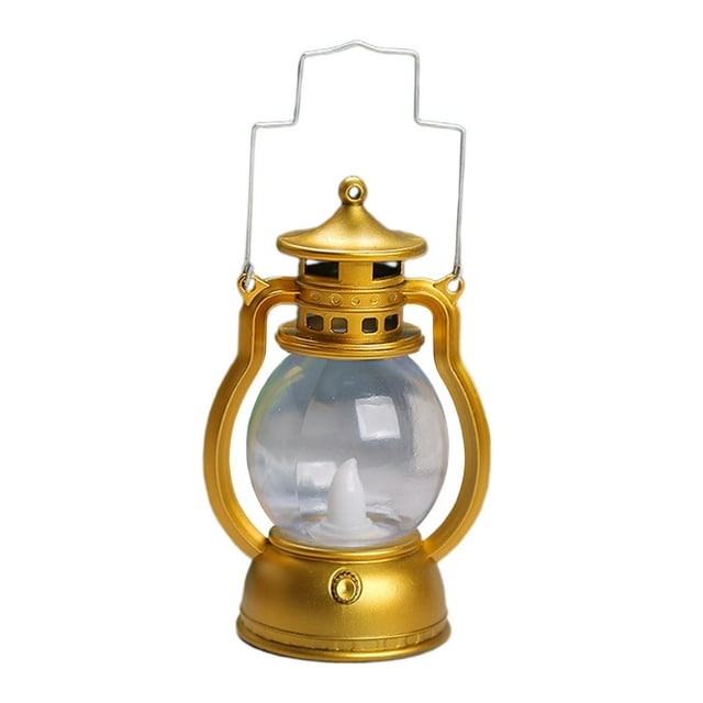 jinwen Bougie Suspendue, Lampe à Huile LED Rétro Antique Lanterne de Mineur Dorée